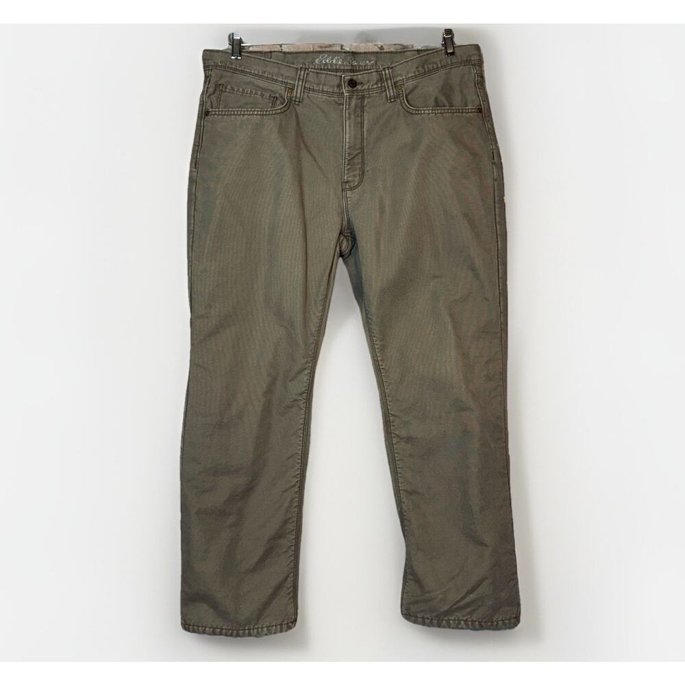 Eddie Bauer Pants‎ Mens 38x30 Gray Fleece Lined Chino Canvas Outdoor Gorpcore